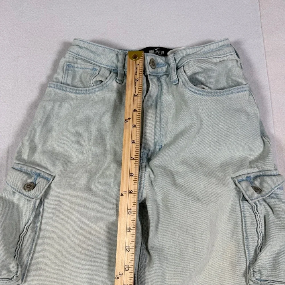 Hollister Ultra High-Rise Dad Jean Light Wash Cargo Denim 24x31 0R Skater Grunge